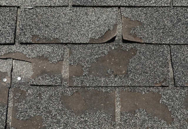Roof inspected by Platinum Home Exteriors for storm damage showing granule loss